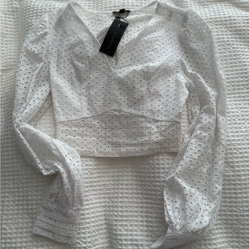 Dynamite White Eyelet Blouse